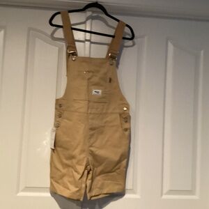 Fashion Classic Women Overall Shorts, Size Large, Color Tan NWT